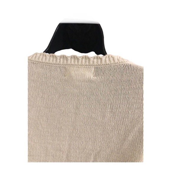 Jessica Simpson cream embroidered yellow flowers scallop collar cardigan size XL - Picture 10 of 11